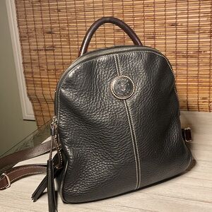 Dooney & Bourke Black Pebbled All Weather Leather Backpack Purse Y2K Zip